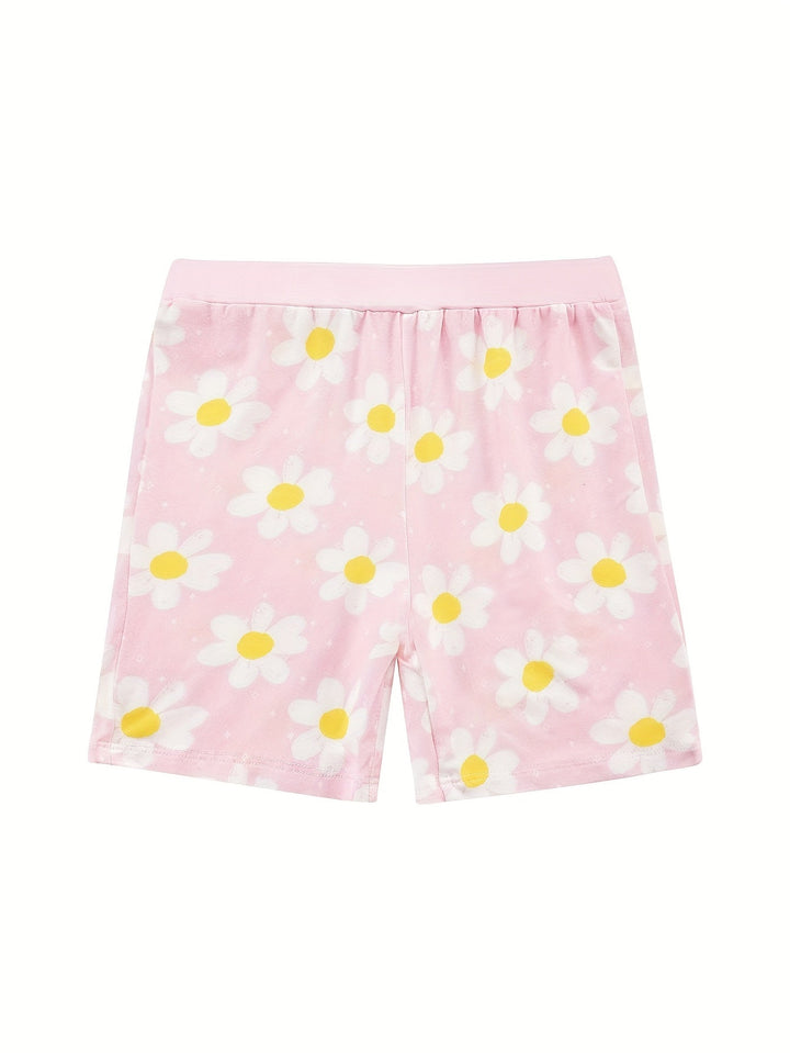 Bamboo Daisy Print Kid's Short Pajama Set - MOSSRIVER