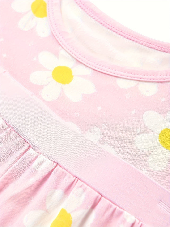 Bamboo Daisy Print Kid's Short Pajama Set - MOSSRIVER