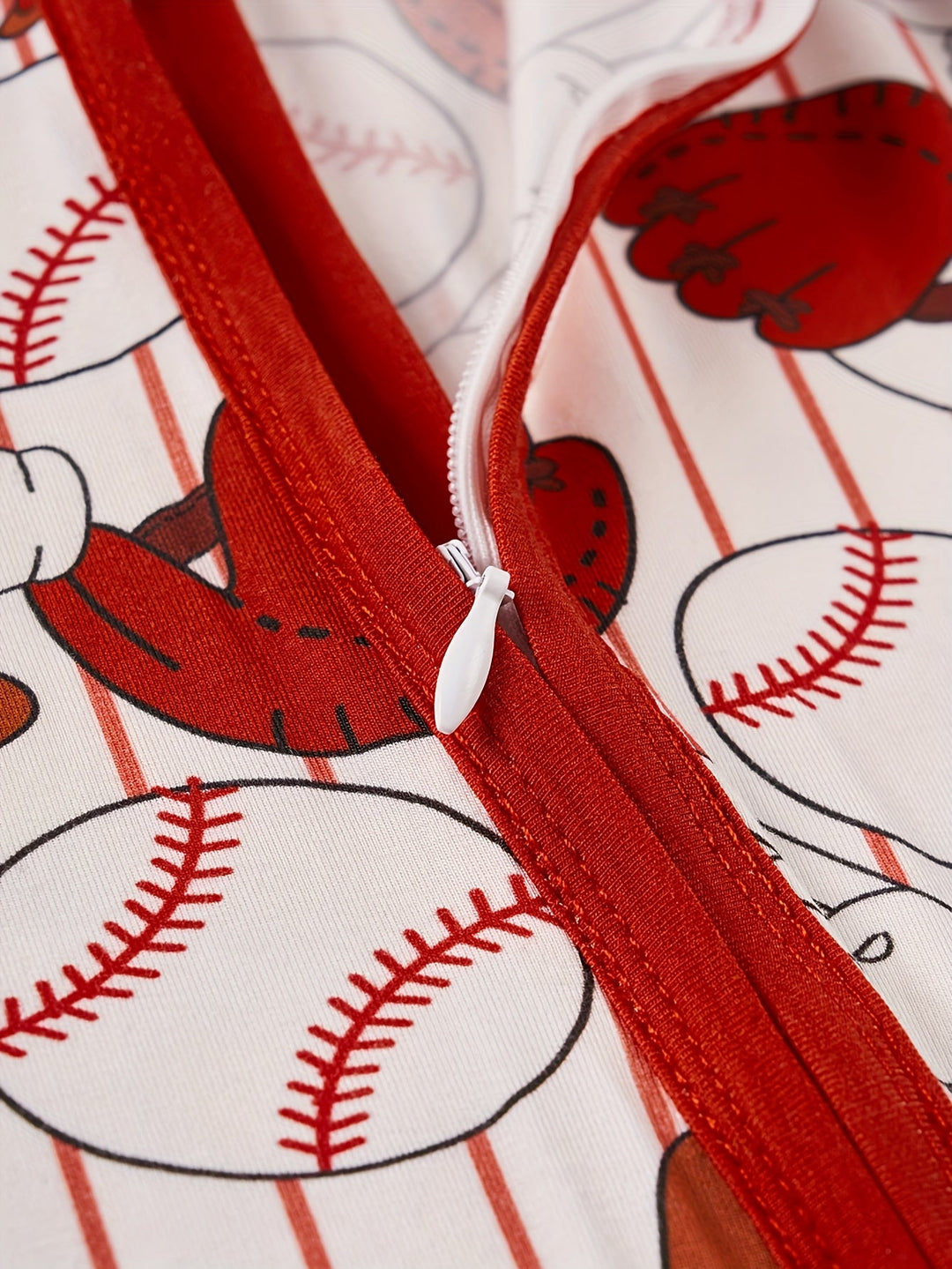 Bamboo Long - Sleeve Baby One - Piece Baseball Print - MOSSRIVER