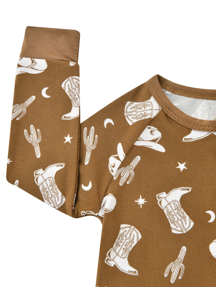 Bamboo Long - Sleeve Baby One - Piece Cowboy Print - MOSSRIVER