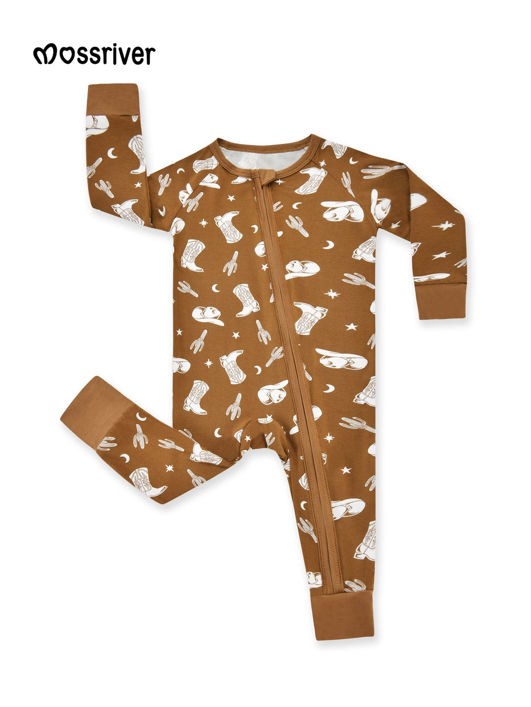 Bamboo Long - Sleeve Baby One - Piece Cowboy Print - MOSSRIVER