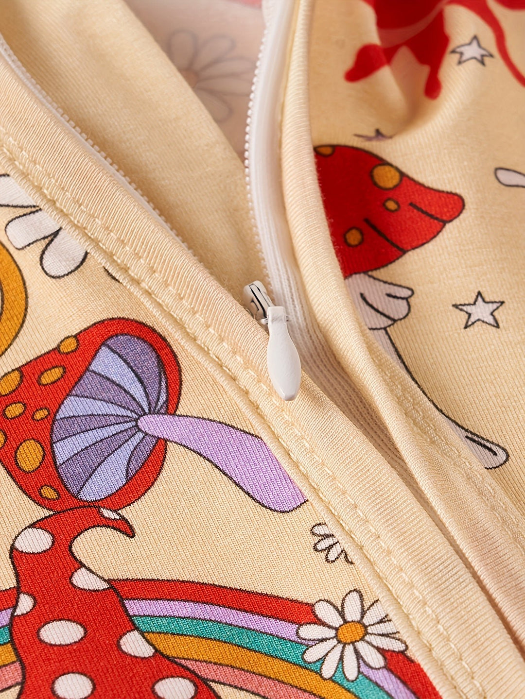 Bamboo Long - Sleeve Baby One - Piece Mushrooms Sunflower Print - MOSSRIVER