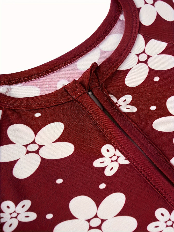 Bamboo Long - Sleeve Baby One - Piece White Daisies Print - MOSSRIVER