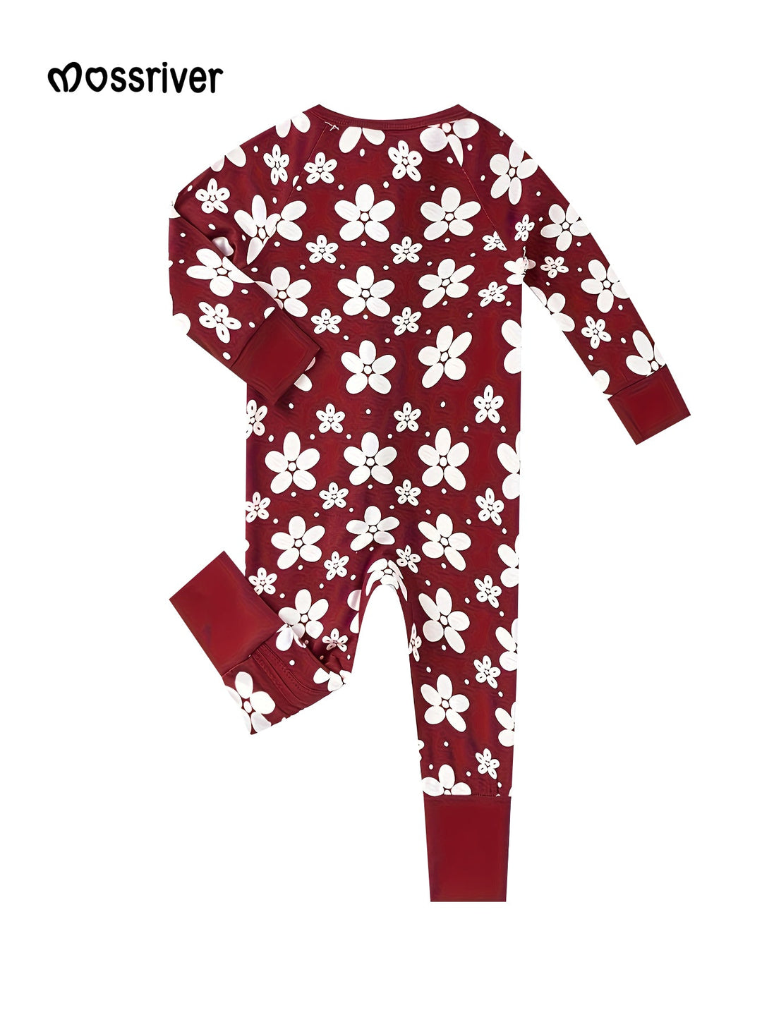 Bamboo Long - Sleeve Baby One - Piece White Daisies Print - MOSSRIVER