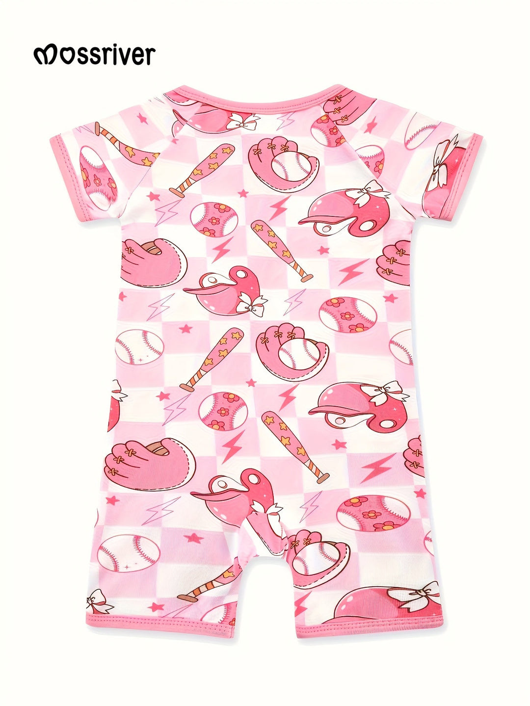Bamboo Short - Sleeve Baby One - Piece (Baseball Fun Print) - MOSSRIVER