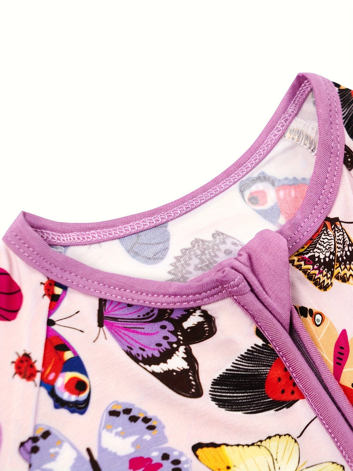 Bamboo Short - Sleeve Baby One - Piece Butterflies Print - MOSSRIVER