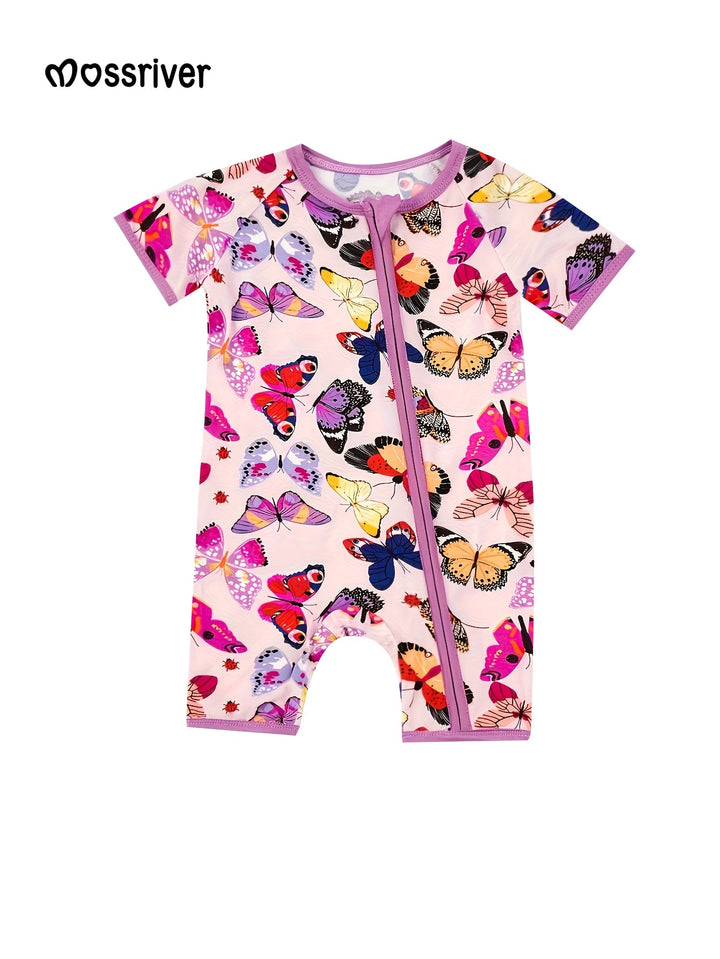 Bamboo Short - Sleeve Baby One - Piece Butterflies Print - MOSSRIVER