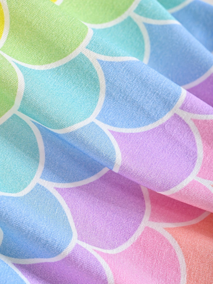 Bamboo Short - Sleeve Baby One - Piece Colorful Fishscales Print - MOSSRIVER