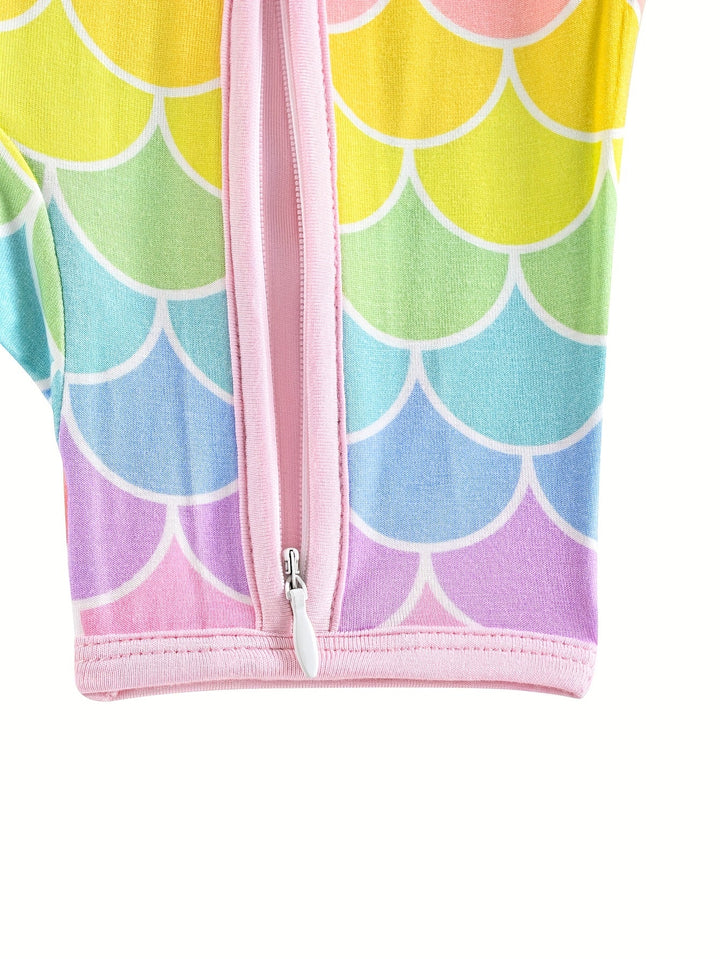 Bamboo Short - Sleeve Baby One - Piece Colorful Fishscales Print - MOSSRIVER