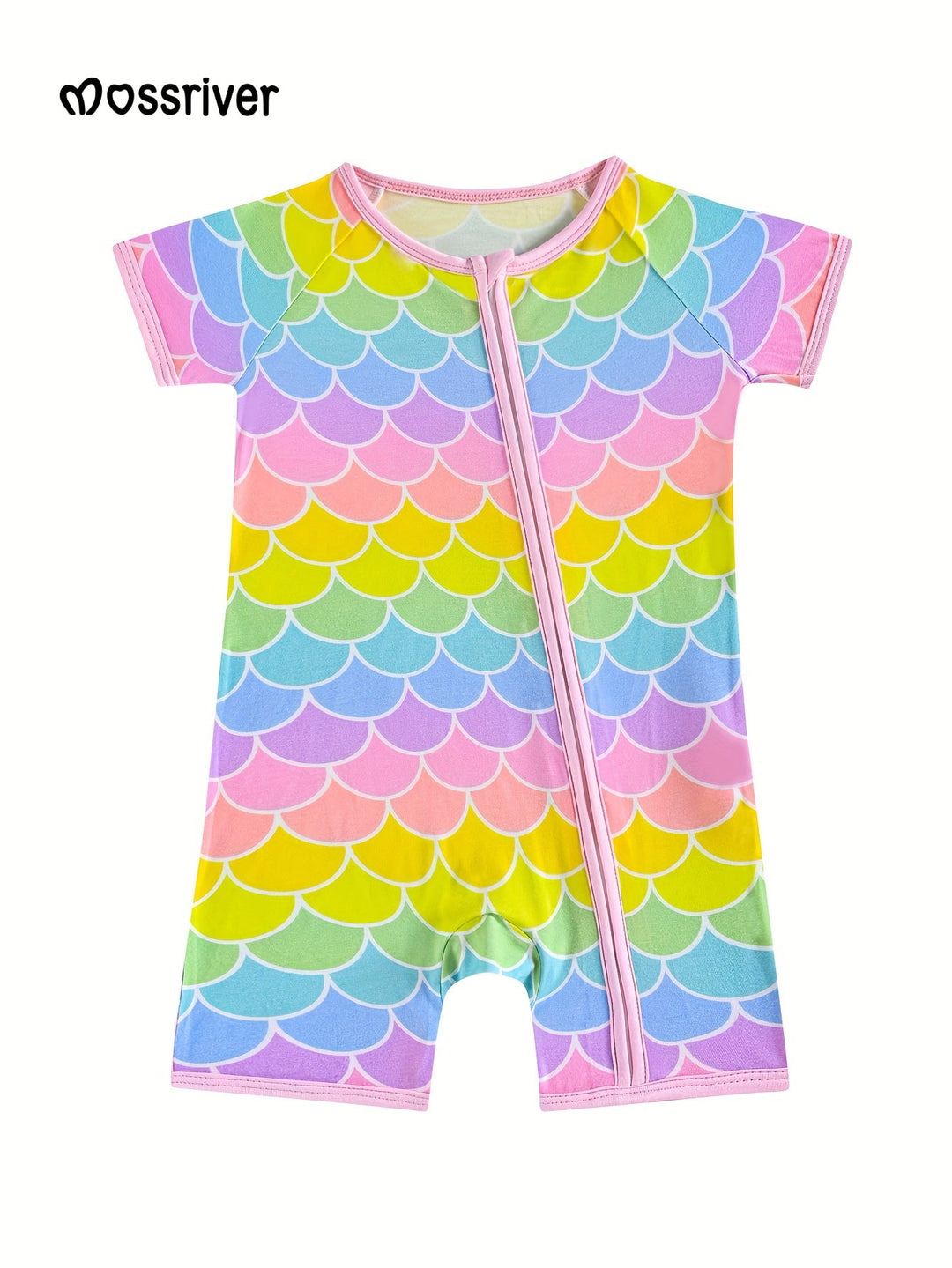 Bamboo Short - Sleeve Baby One - Piece Colorful Fishscales Print - MOSSRIVER