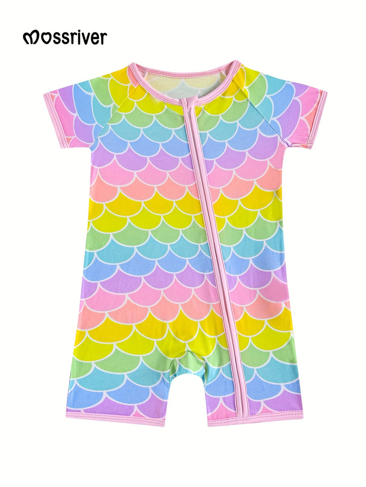 Bamboo Short - Sleeve Baby One - Piece Colorful Fishscales Print - MOSSRIVER