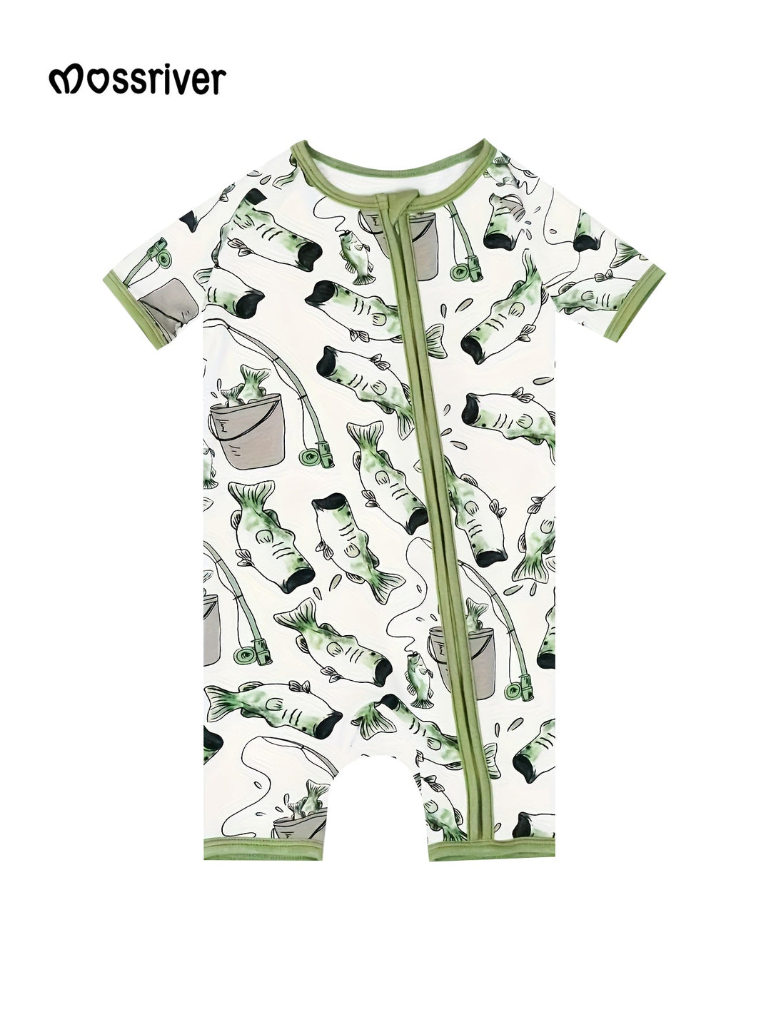 Bamboo Short - Sleeve Baby One - Piece Fisherman Print - MOSSRIVER