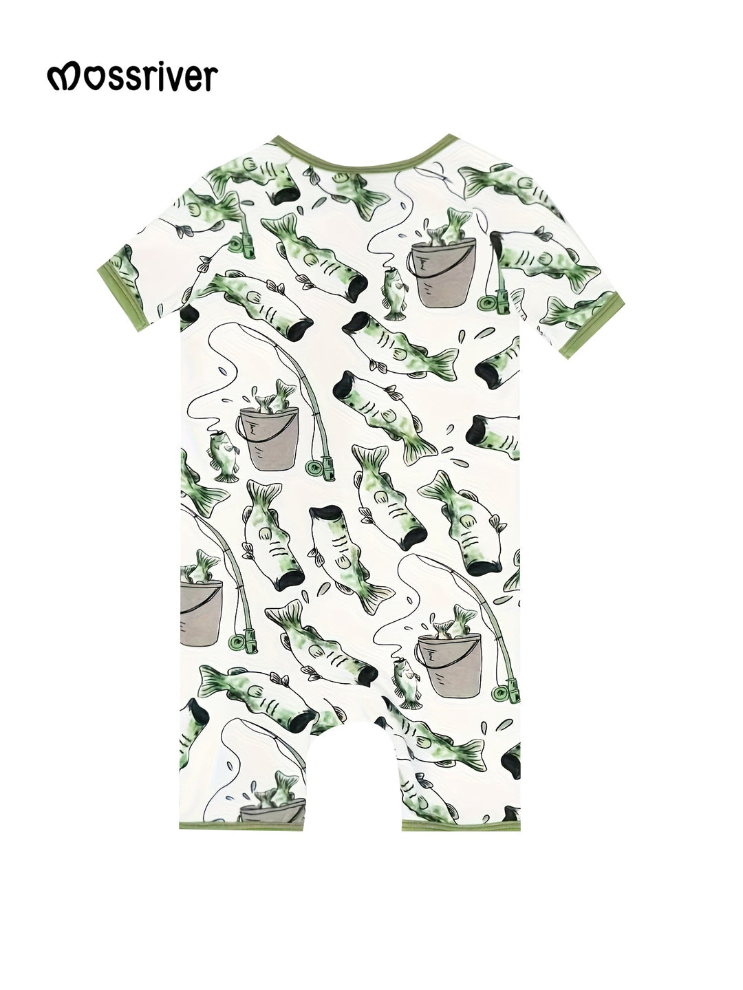 Bamboo Short - Sleeve Baby One - Piece Fisherman Print - MOSSRIVER