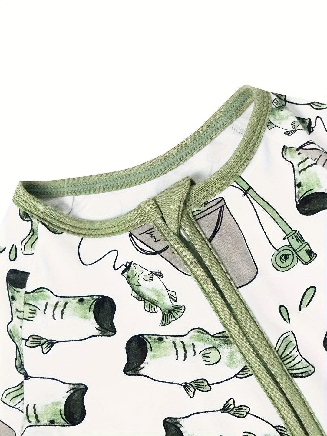 Bamboo Short - Sleeve Baby One - Piece Fisherman Print - MOSSRIVER