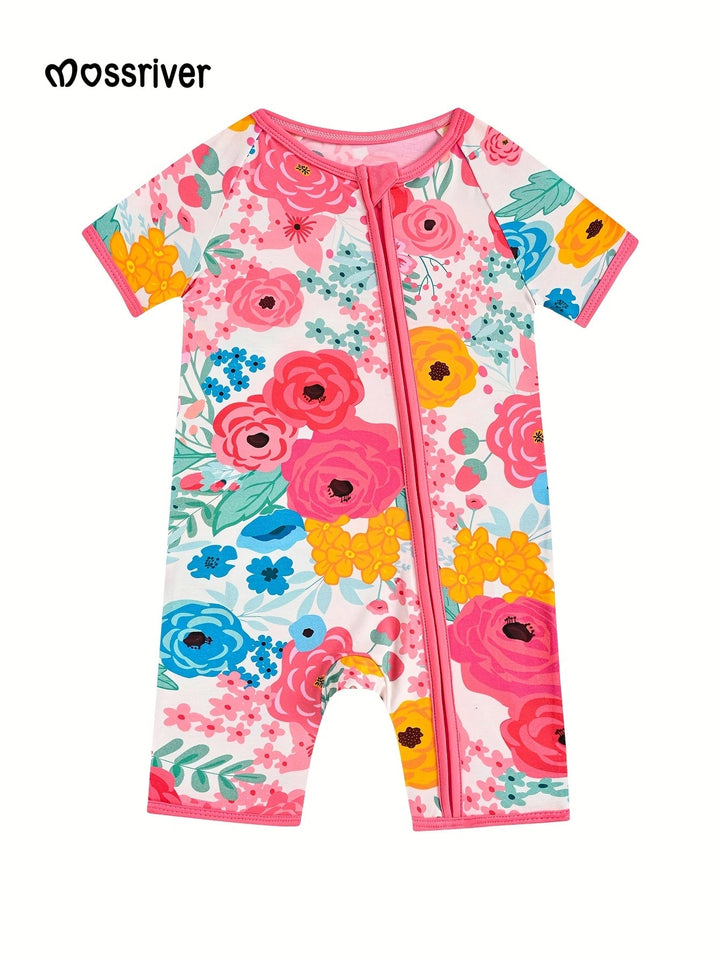 Bamboo Short - Sleeve Baby One - Piece Floral Print - MOSSRIVER