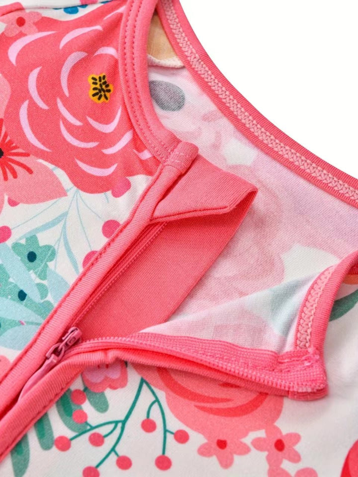 Bamboo Short - Sleeve Baby One - Piece Floral Print - MOSSRIVER