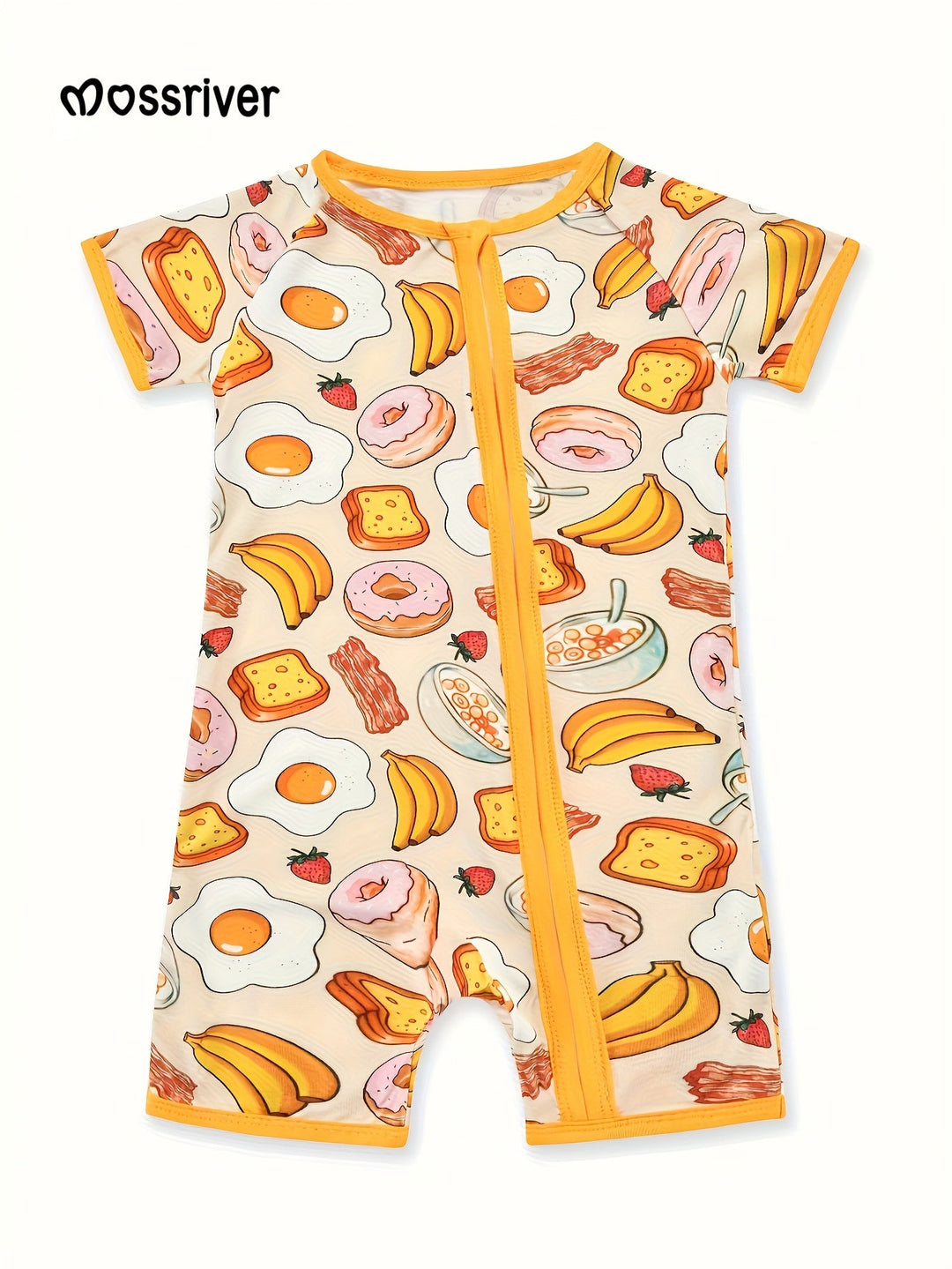 Bamboo Short - Sleeve Baby One - Piece Food Print - MOSSRIVER