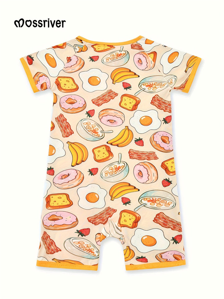 Bamboo Short - Sleeve Baby One - Piece Food Print - MOSSRIVER