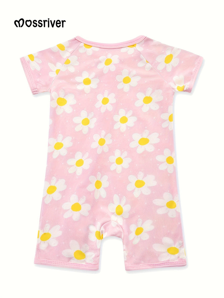 Bamboo Short - Sleeve Baby One - Piece Sketch Floral - MOSSRIVER