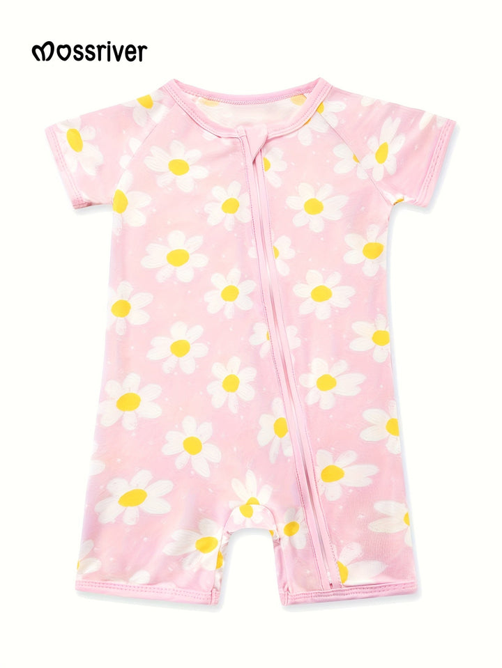 Bamboo Short - Sleeve Baby One - Piece Sketch Floral - MOSSRIVER