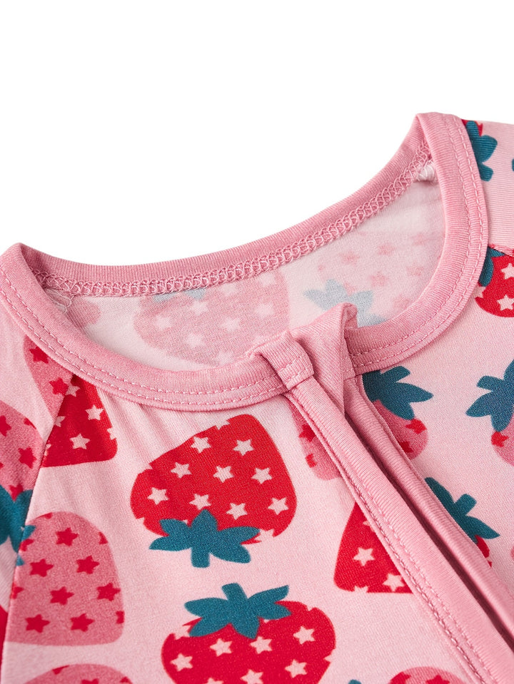 Bamboo Short - Sleeve Baby One - Piece Strawberry Print - MOSSRIVER