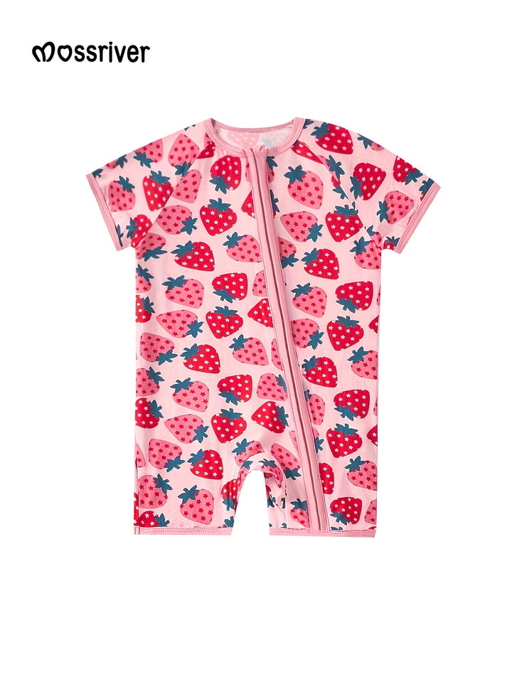 Bamboo Short - Sleeve Baby One - Piece Strawberry Print - MOSSRIVER