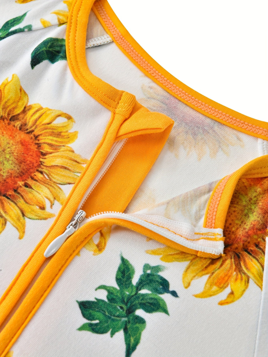 Bamboo Short - Sleeve Baby One - Piece Sunflower Print - MOSSRIVER