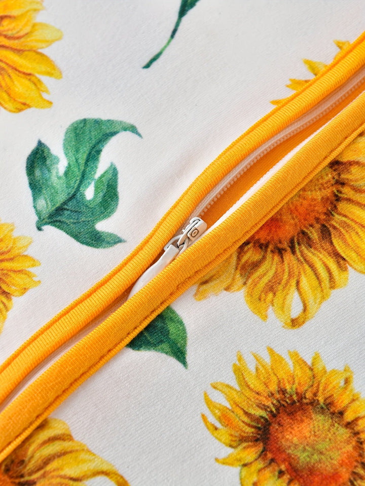 Bamboo Short - Sleeve Baby One - Piece Sunflower Print - MOSSRIVER