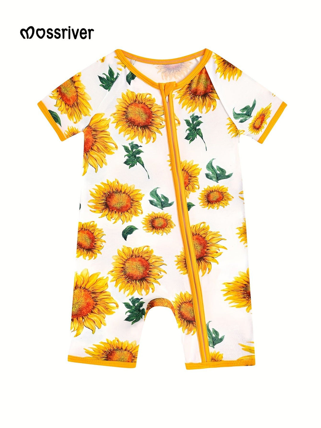 Bamboo Short - Sleeve Baby One - Piece Sunflower Print - MOSSRIVER