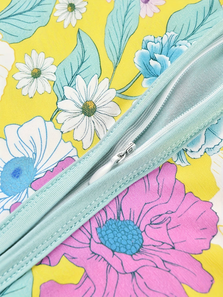 Bamboo Short - Sleeve Baby One - Piece Watercolor Peonies - MOSSRIVER