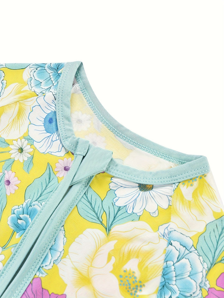 Bamboo Short - Sleeve Baby One - Piece Watercolor Peonies - MOSSRIVER