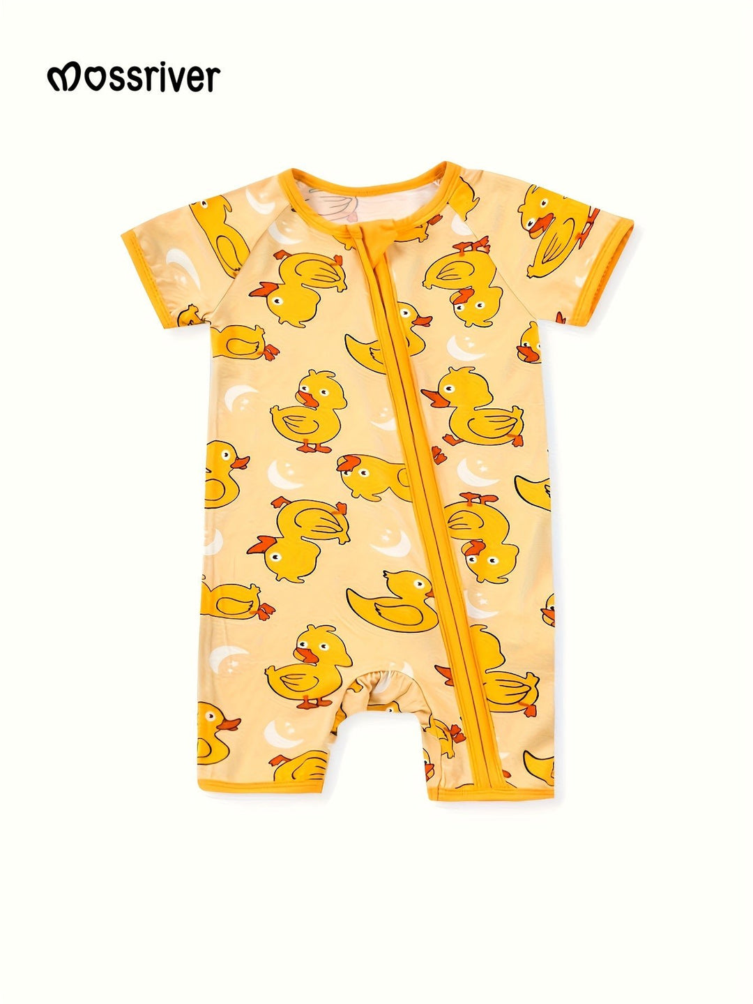 Bamboo Short - Sleeve Baby One - Piece Yellow Duckling - MOSSRIVER