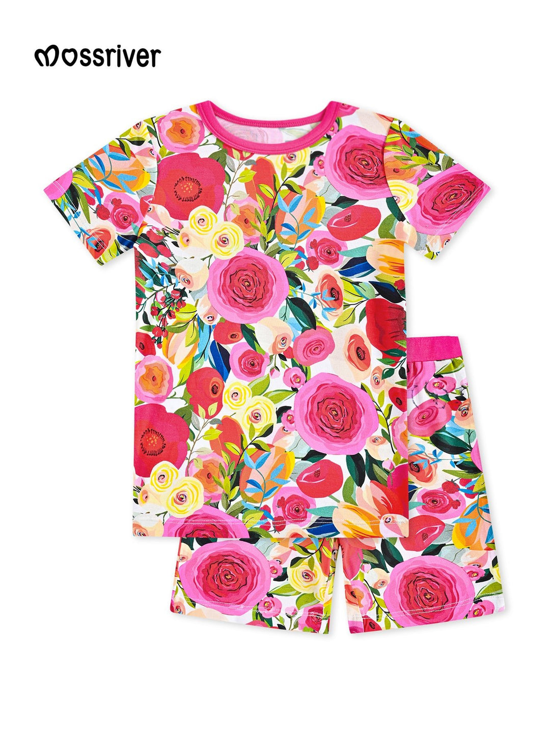 Bamboo Short - Sleeve Kid's Floral Two - Piece - MOSSRIVER