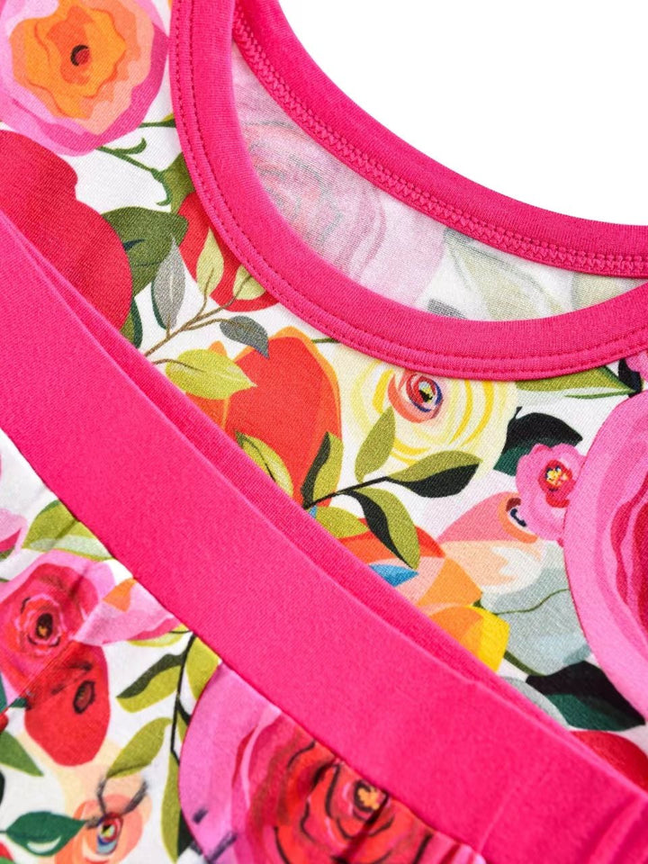 Bamboo Short - Sleeve Kid's Floral Two - Piece - MOSSRIVER