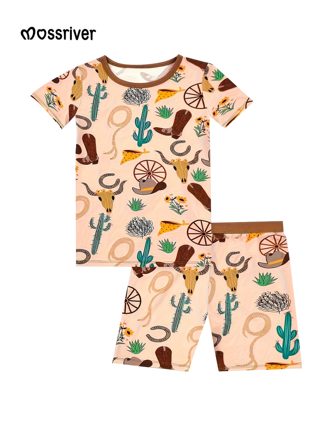Bamboo Short - Sleeve Kid's Two - Piece Cowboy Print - MOSSRIVER