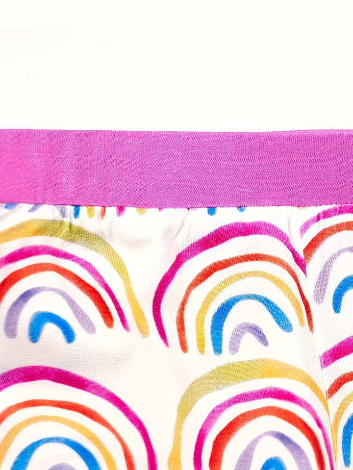 Bamboo Short - Sleeve Kid's Two - Piece Watercolor Rainbow - MOSSRIVER