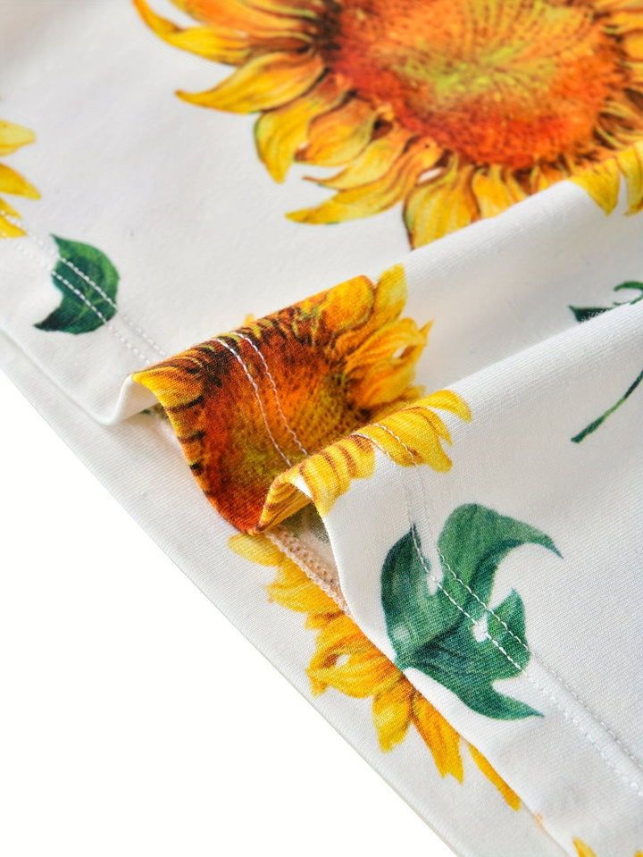 Bamboo Short - Sleeve Two - Piece Sunflower Print - MOSSRIVER
