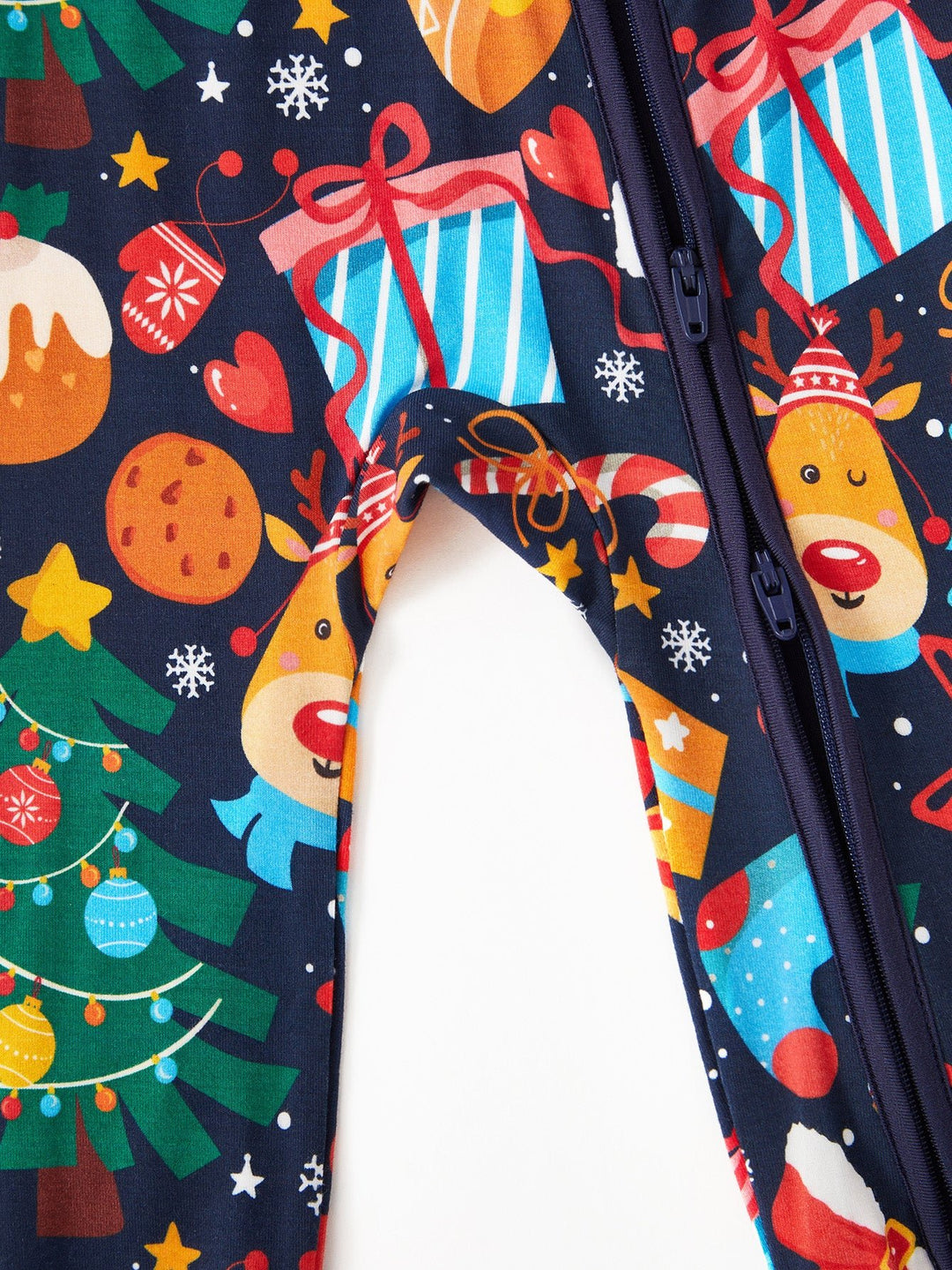 Christmas Bamboo Long - Sleeve Baby One - Piece Convertible Footie Mitten Double - Zipper Christmas gifts Print - MOSSRIVER