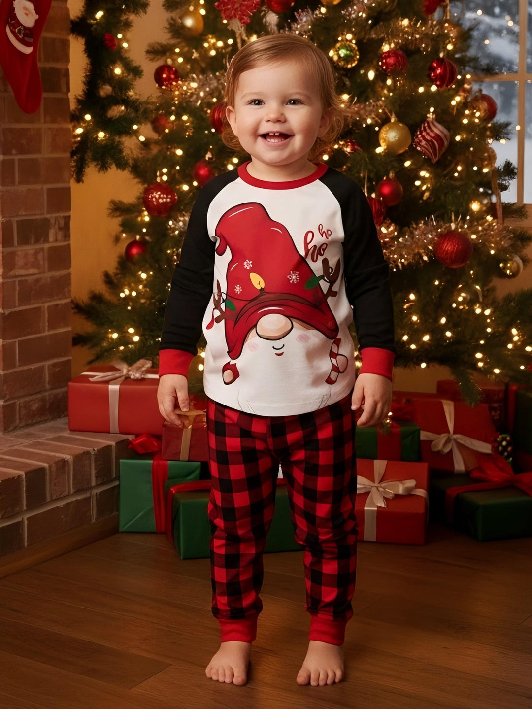 Christmas Elf Print Long - Sleeve Kid's Two - Piece - MOSSRIVER