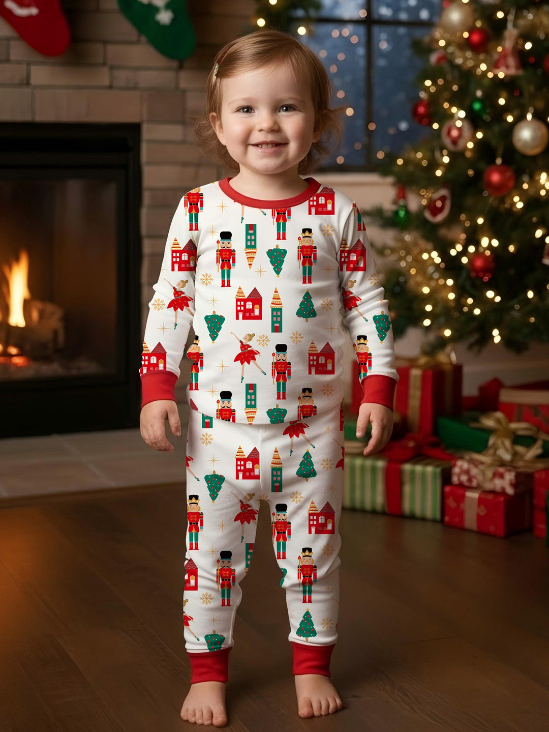 Christmas Family Matching Bamboo Long - Sleeve Kid's Two - Piece King and Princess Print - MOSSRIVER