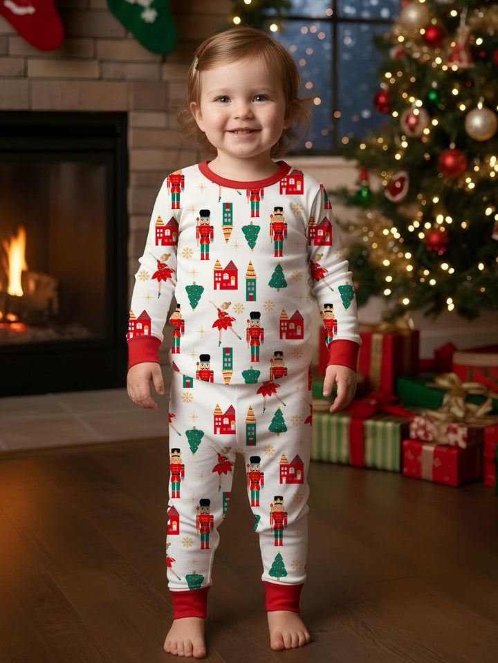 Christmas Family Matching Bamboo Long - Sleeve Kid's Two - Piece King and Princess Print - MOSSRIVER