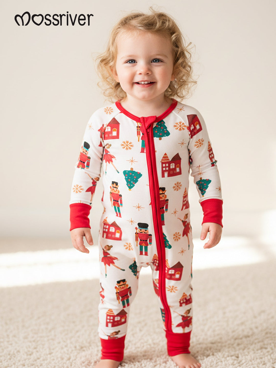 Christmas Footies Mitten Long - Sleeve One - Piece Double Zipper - MOSSRIVER