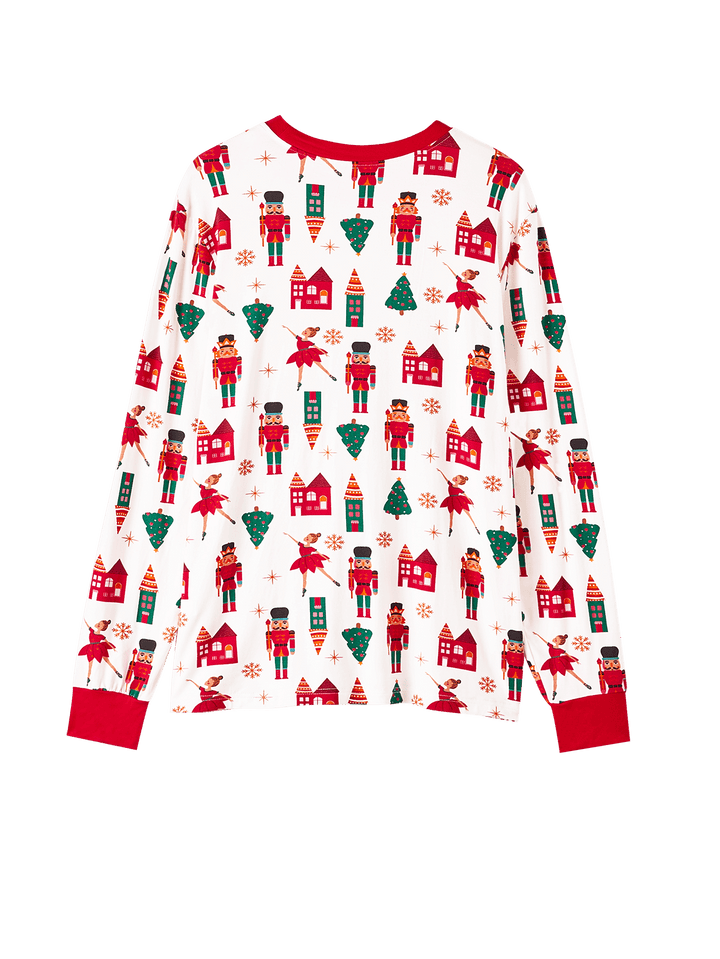 Christmas Long - Sleeve Women's Bamboo Pajama Set King and Princess Print - MOSSRIVER