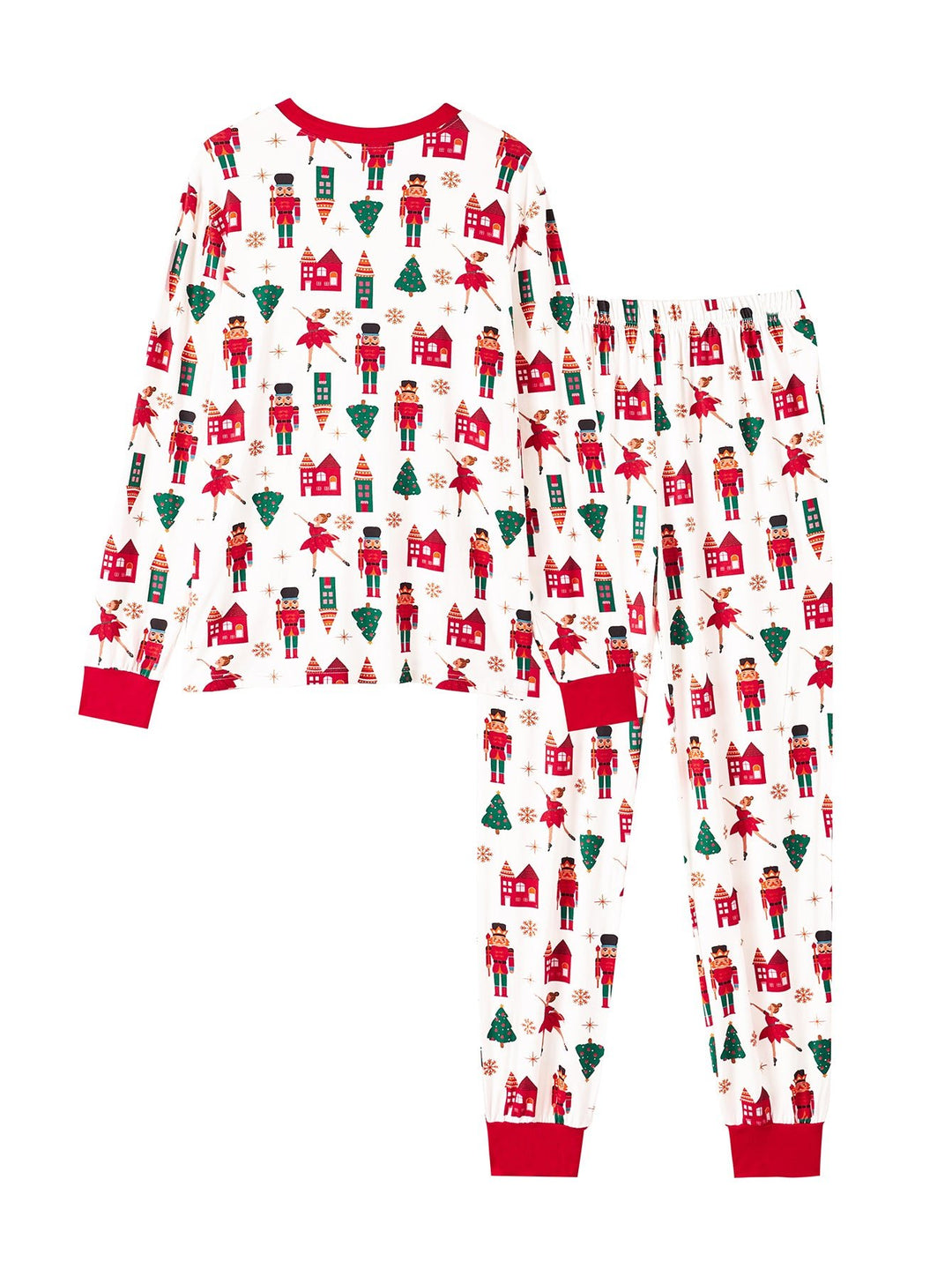 Christmas Long - Sleeve Women's Bamboo Pajama Set King and Princess Print - MOSSRIVER