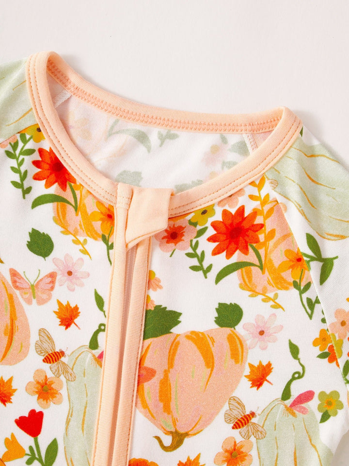 Halloween Long Sleeve One Piece Pumpkin Flowers - MOSSRIVER