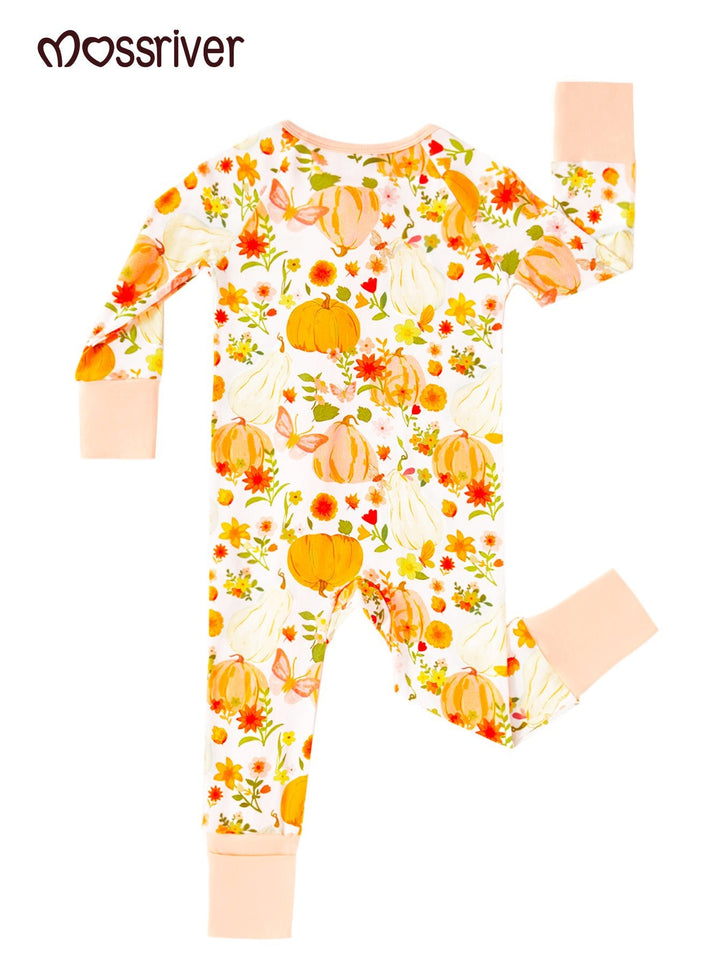 Halloween Long Sleeve One Piece Pumpkin Flowers - MOSSRIVER