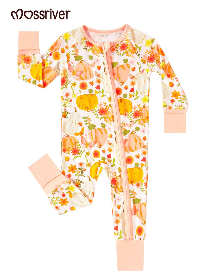 Halloween Long Sleeve One Piece Pumpkin Flowers - MOSSRIVER