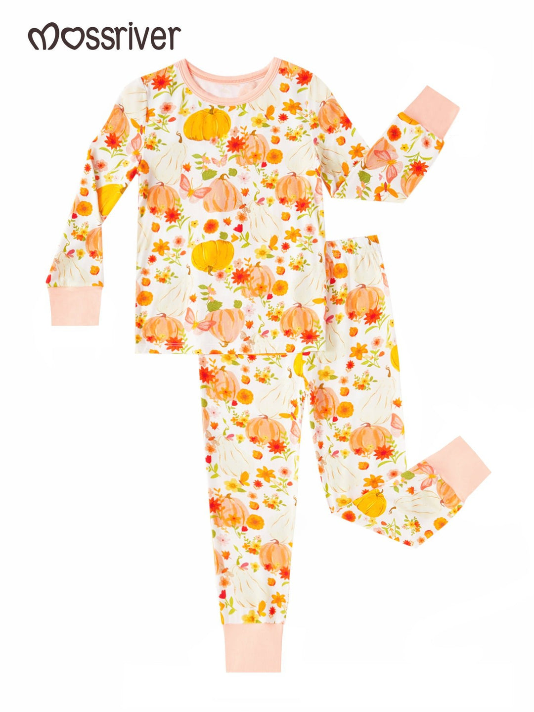 Halloween Long Sleeve Two Piece Pumpkin Flowers - MOSSRIVER