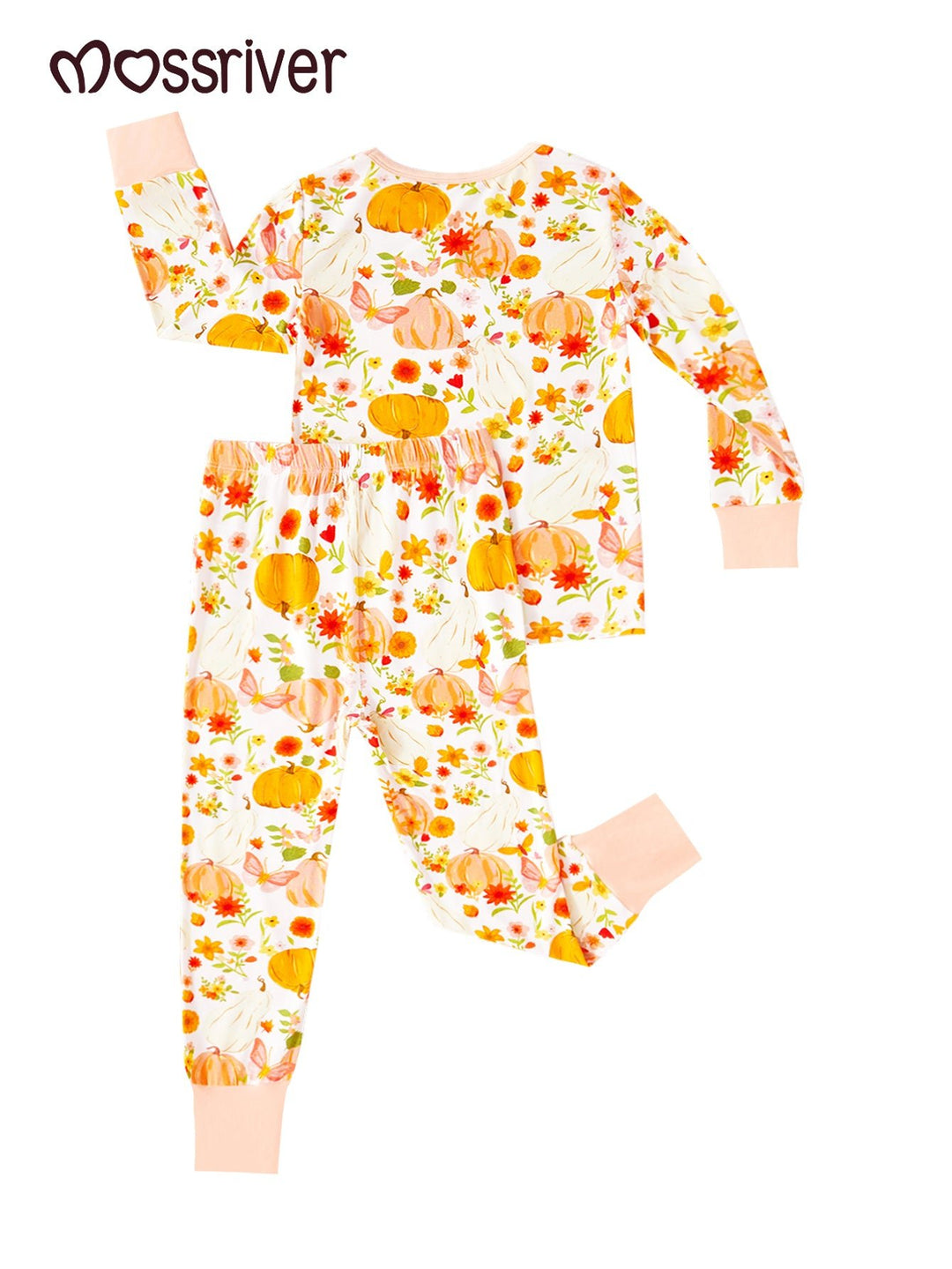 Halloween Long Sleeve Two Piece Pumpkin Flowers - MOSSRIVER