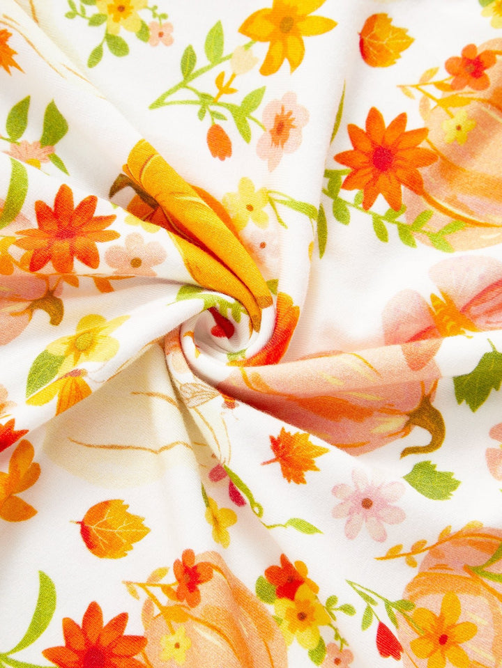 Halloween Long Sleeve Two Piece Pumpkin Flowers - MOSSRIVER